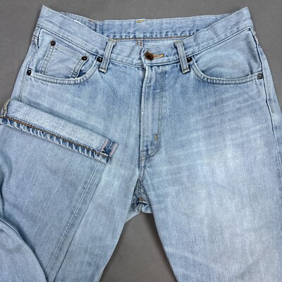 Edwin Jeans Mens 30x32 Blue Japanese Selvedge 505 zx Light Wash Denim Washed Out