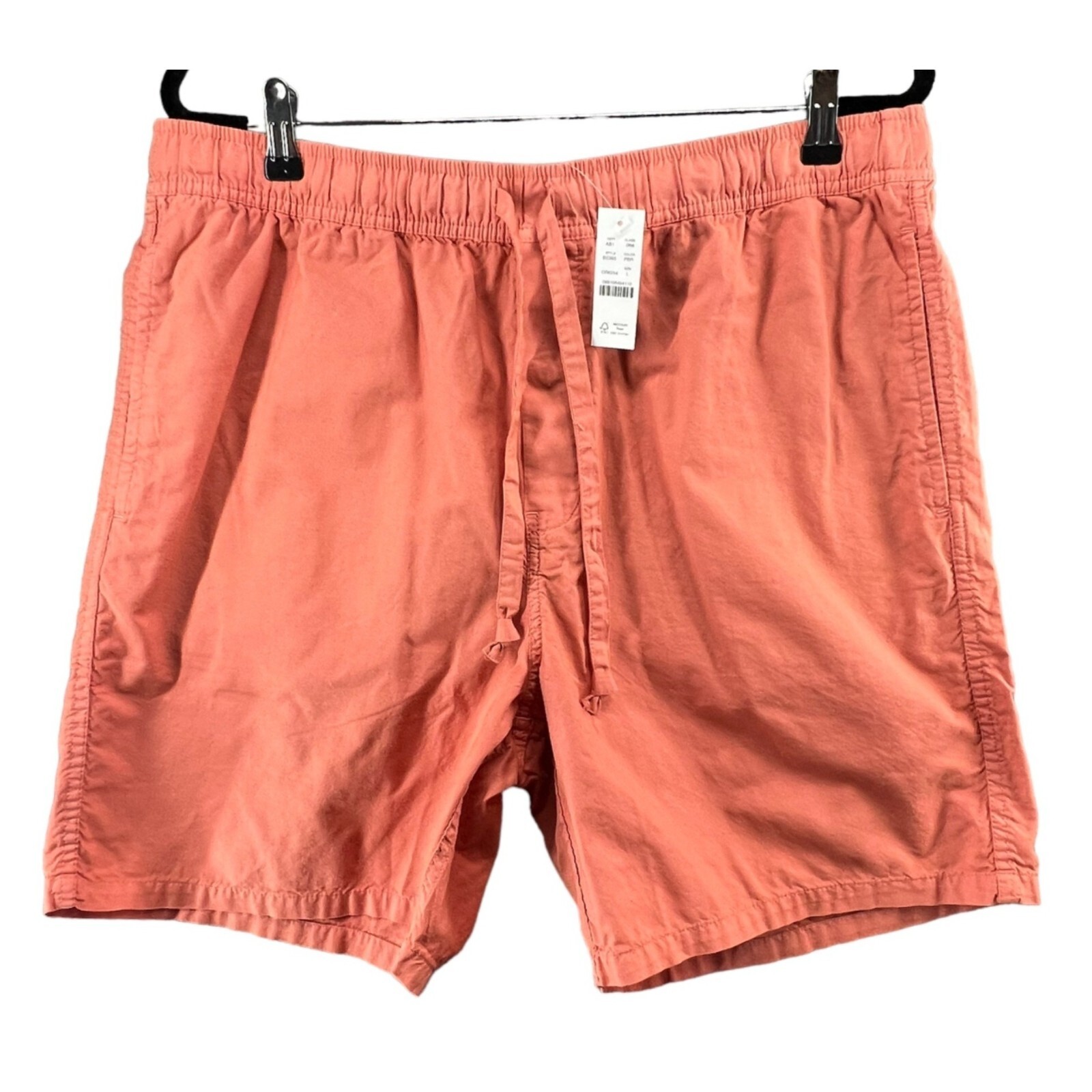 J. Crew Mens Oxford Pajama Lounge Short L Orange Garment Dyed Elastic