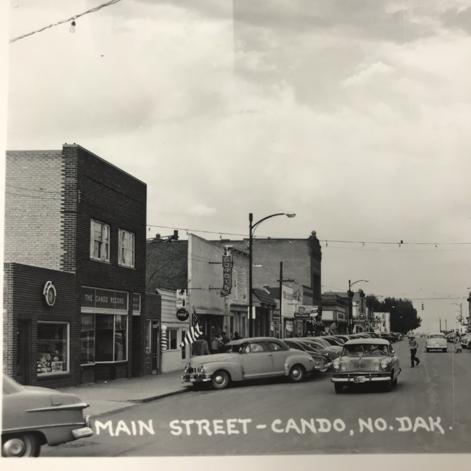 1930s 1940s RPPC Photo Postcard Main Street View Cando North Dakota ND Cars Bar