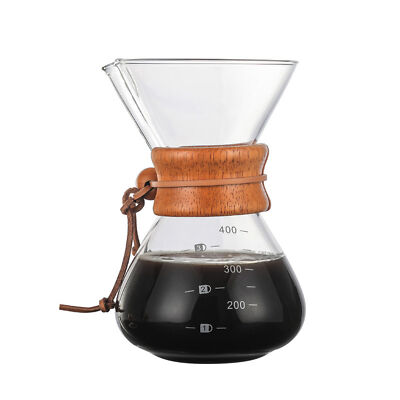 Pour Over Coffee Maker 14oz Paperless Glass Carafe with Stai