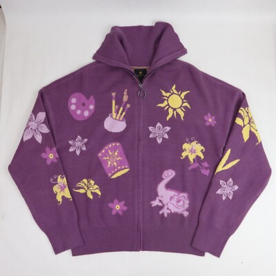 Tangled Sweater Womens Medium Purple Zippered Sweatshirt Rapunzel Pascal Lantern