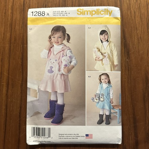【新品未使用】STANDARD SUPPLY SIMPLICTY PLUS NEW Simplicity 1288 A Kids 1/2-4 Years Old Shirt Sewing