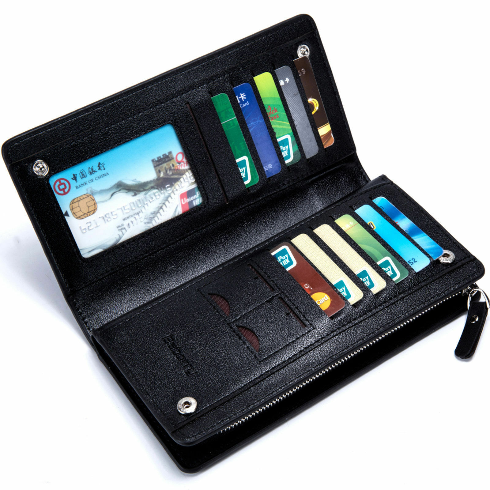 Men's Bifold Leather Zip Coin Handbag Multi Card Holder Purse Long Wallet Clutch