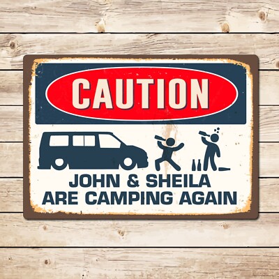 Personalised Funny Caution Camping T4 T5 T6 Campervan Sign Gift for Dad
