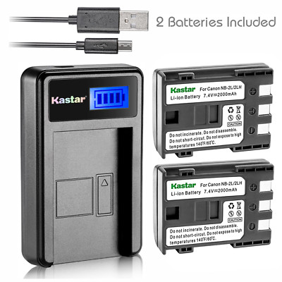 Kastar Battery Charger Canon NB-2L Elura 40 50 60 65 70 80 85 90 EOS 350D 400D