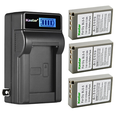Kastar Battery LCD Wall Charger for Olympus BLS-5 & Olympus E-PL1 EPL1 Camera
