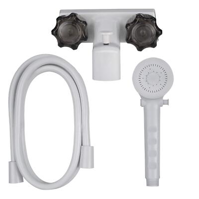 4'' RV Tub and Shower Diverter Faucet White/Smoke with Handheld Shower Head & ...