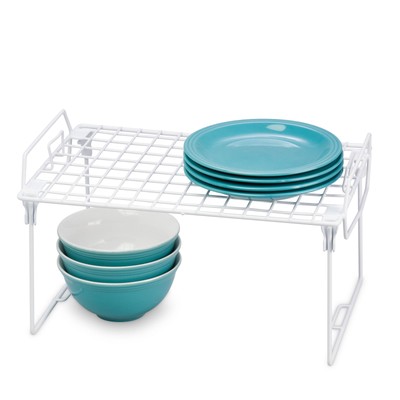 Steel 1-Tier Space-Saving Kitchen Cabinet Shelf Organizer, White