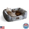 KINGROCK Square Washable Dog Bed for Medium Small Dogs, Bolster Rose Circle Plush Thick