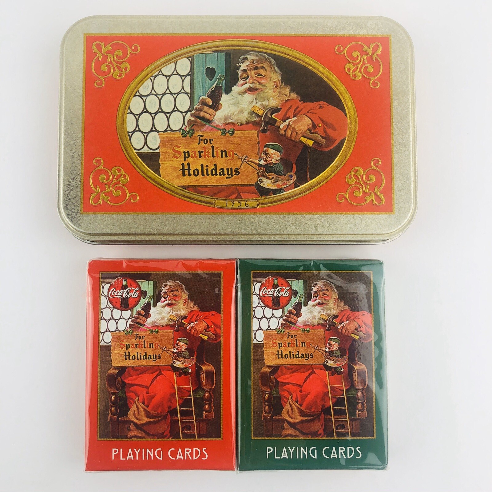 Vintage Coca Cola Nostalgia Christmas Playing Cards In Collectible