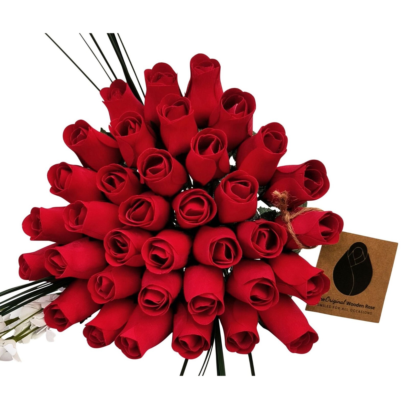 Valentines Day All Red Rose Flower Bouquet. The Original Wooden Rose 1,2,3 Dozen