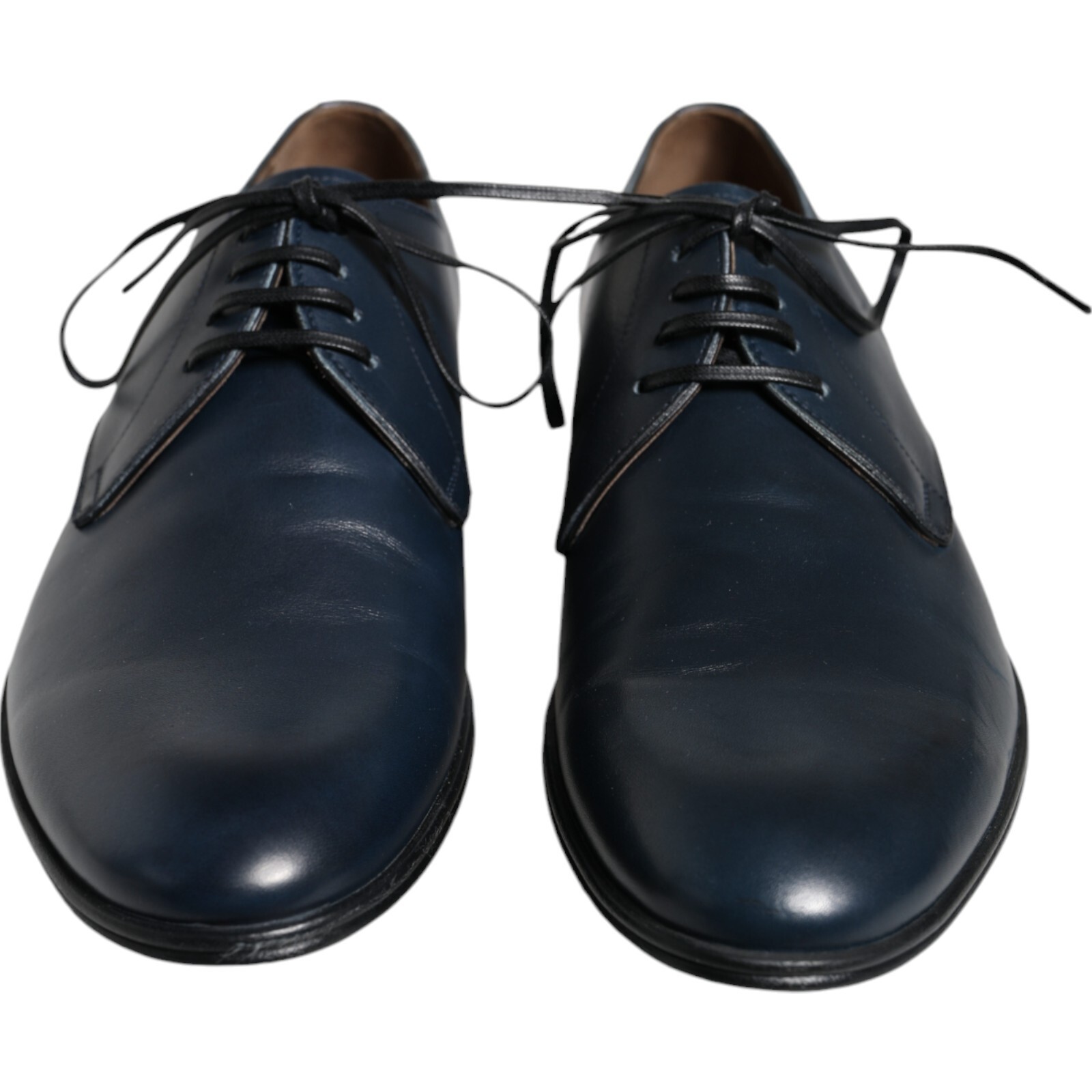 Pre-owned Dolce & Gabbana Shoes Navy Blue Leather Derby Dress Formal Men Eu42 / Us9 620usd