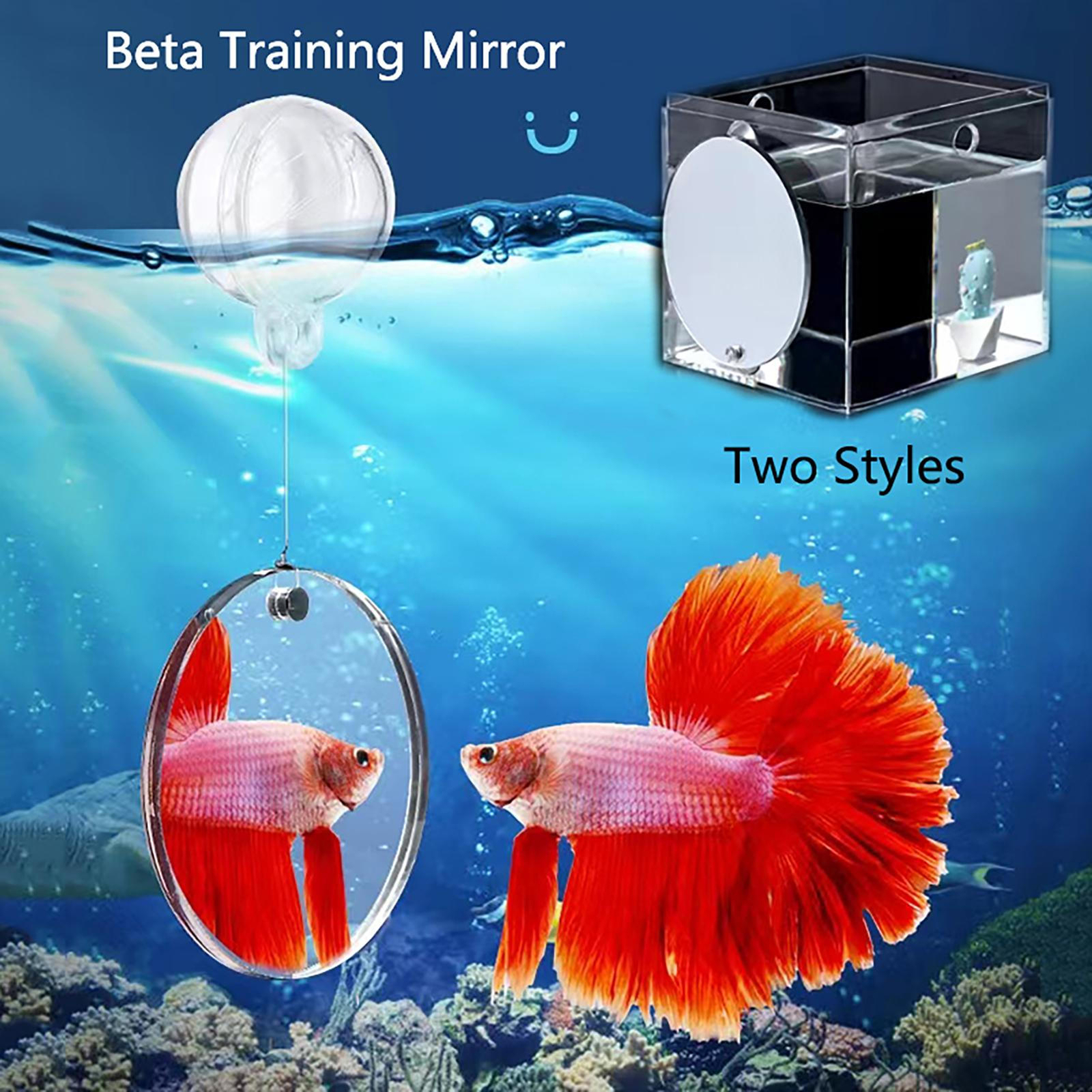 Acrylic Aquarium Mirror Round Amusing Fishbowl Mirror Aquarium Thematic Ornament