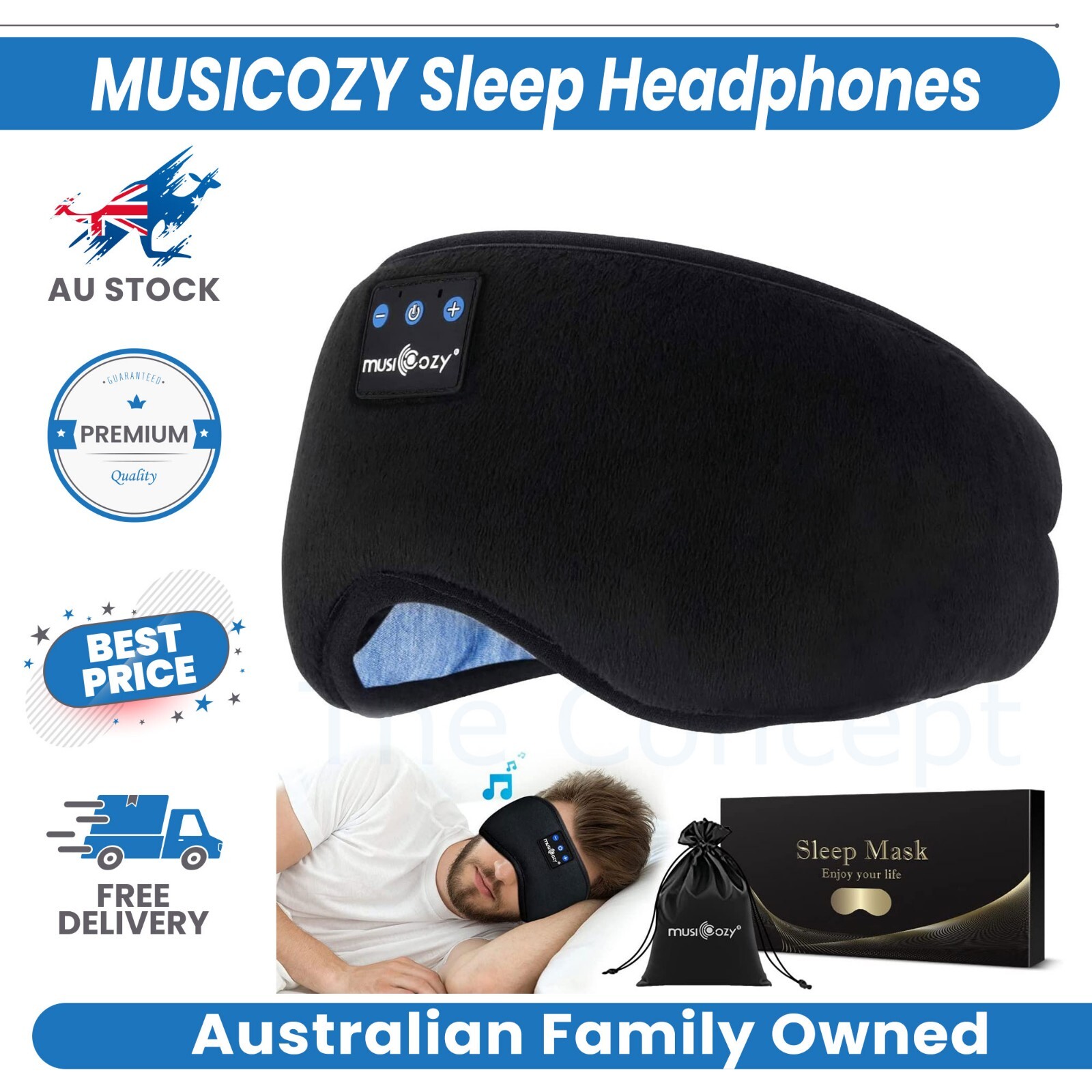 MUSICOZY Sleep Headphones 3D Bluetooth Sleep Mask Wireless Music Eye Mask with eBay