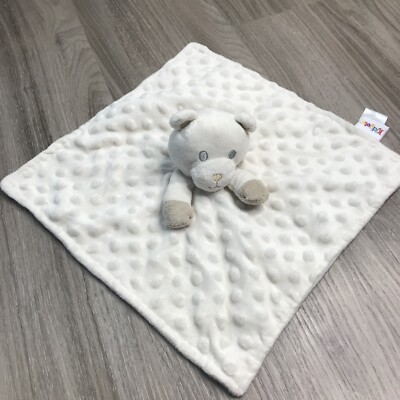 Kidgets Bear Ivory Minky Dot Plush Baby Security Blanket Lovey