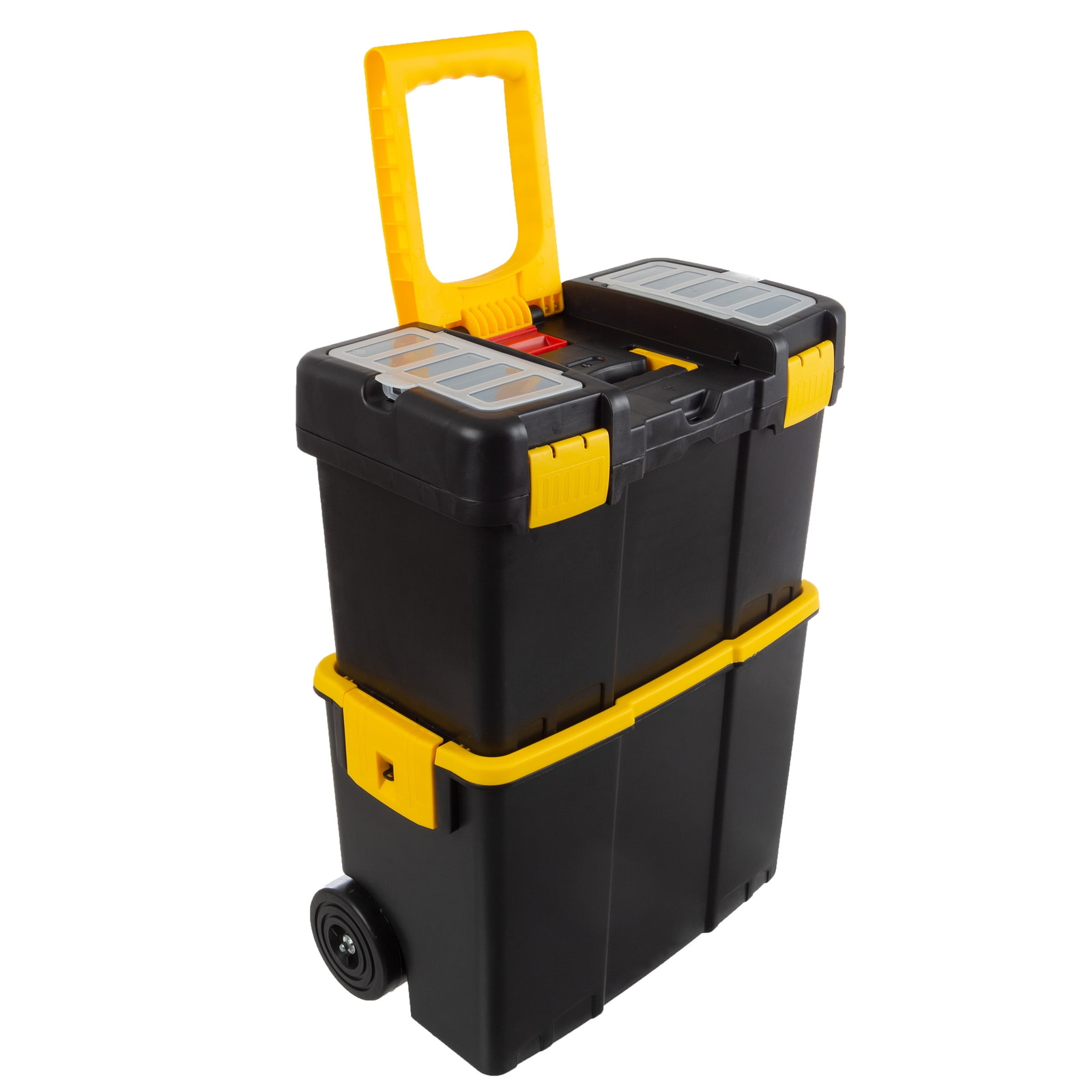 2-in-1 Portable Rolling Tool Box with Wheels Stackable Tool Organizers Toolbox