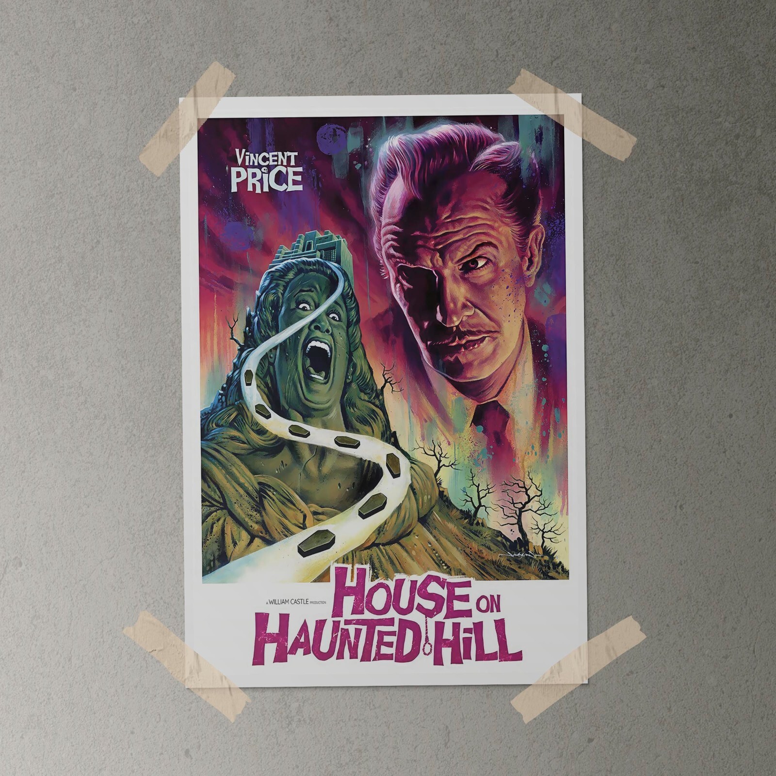 HOUSE ON HAUNTED HILL 1958 Vintage Sci Fi/Horror Film Poster -Unframed- Print