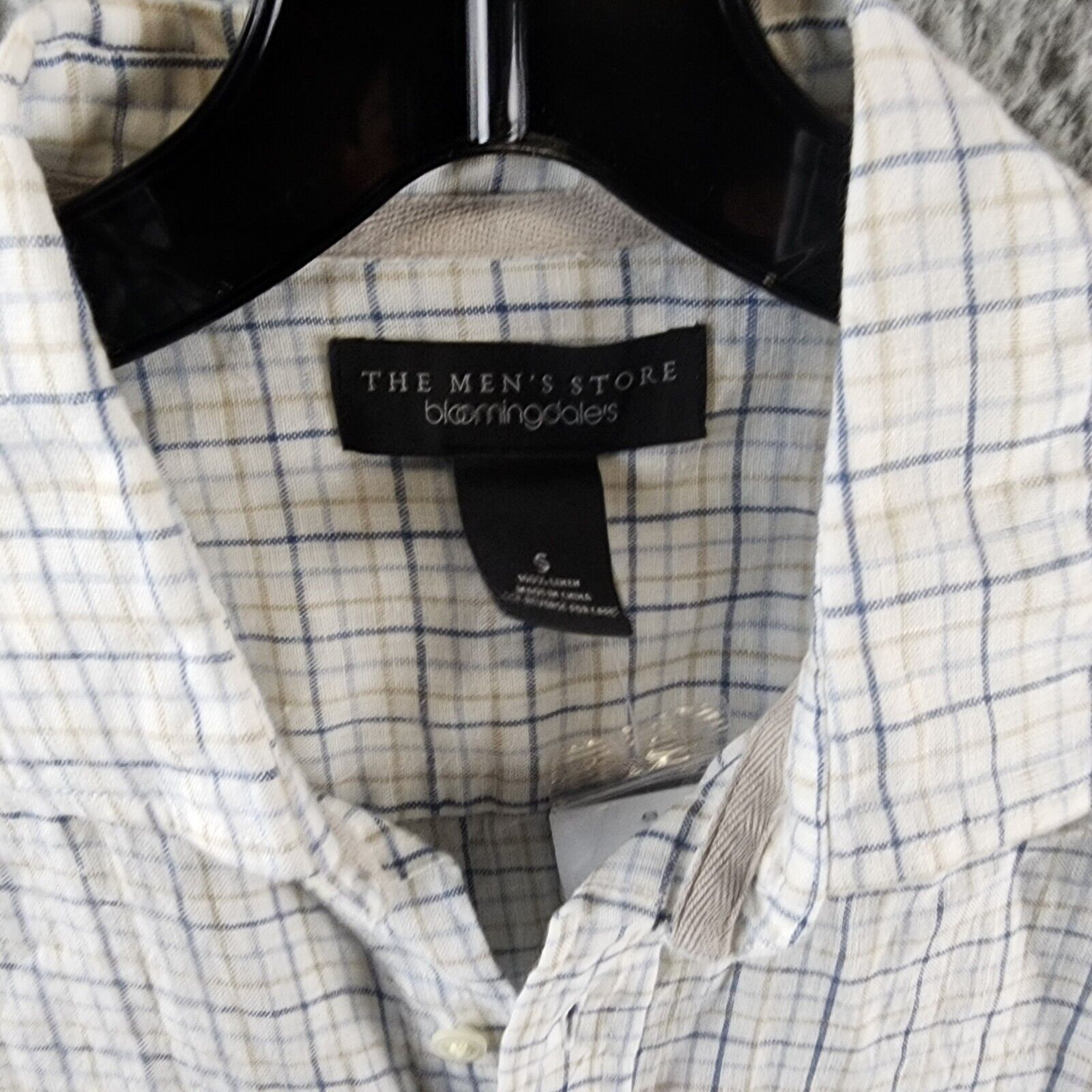 THE MEN'S STORE AT BLOOMINGDALE'S Linen Button Down Shirt Men's S Blue Combo - Picture 6 of 12