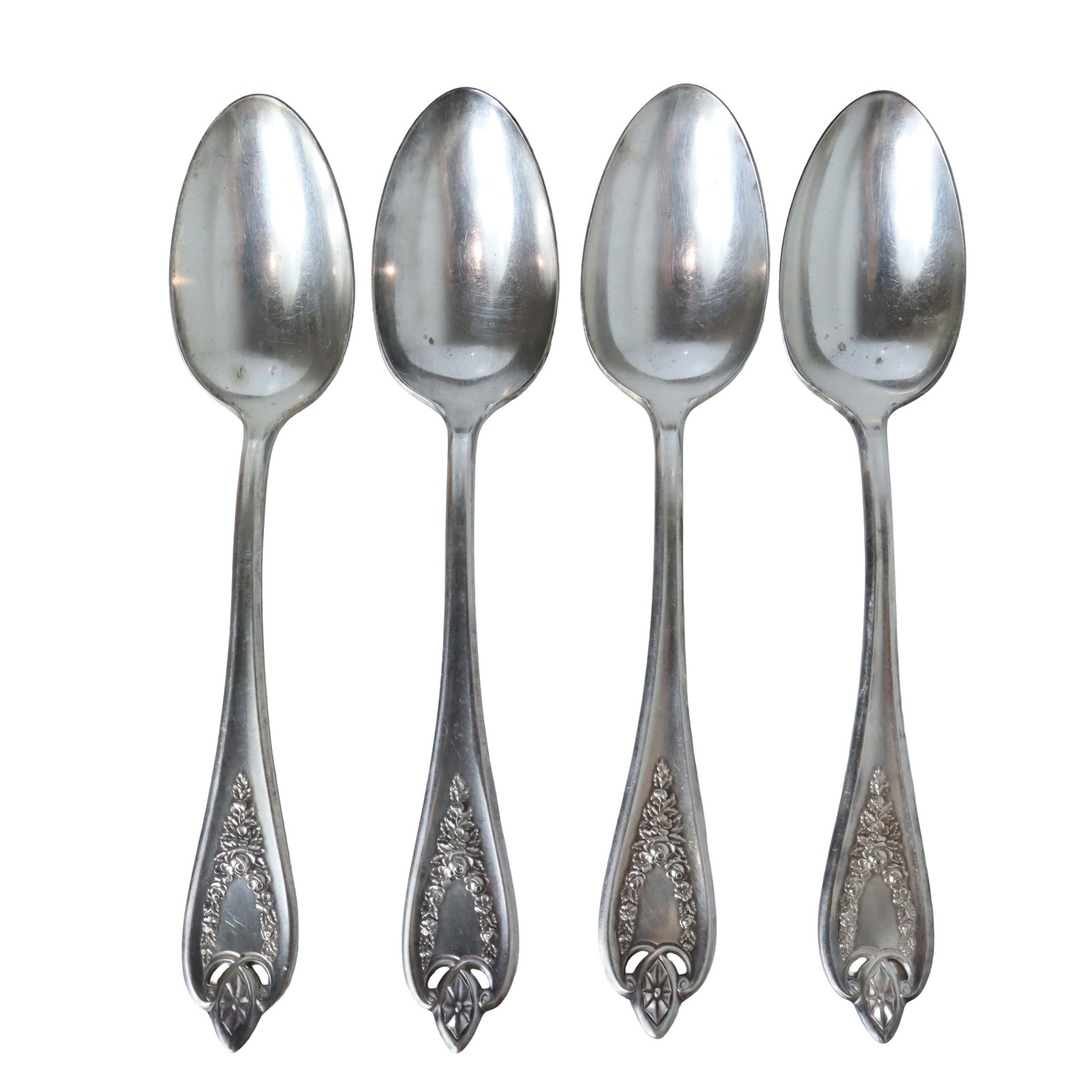 1847 Rogers Bros Old Colony Silverplate Teaspoons Set of 4 Floral Embossed