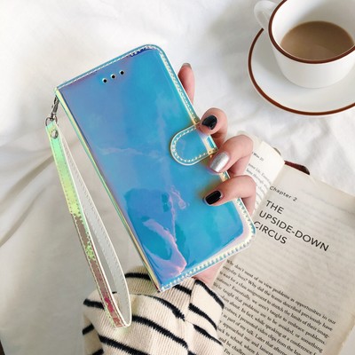 For OPPO Huawei Nokia Hot Mirror Wallet Case Magnetic Flip Card Bag Holder Phone