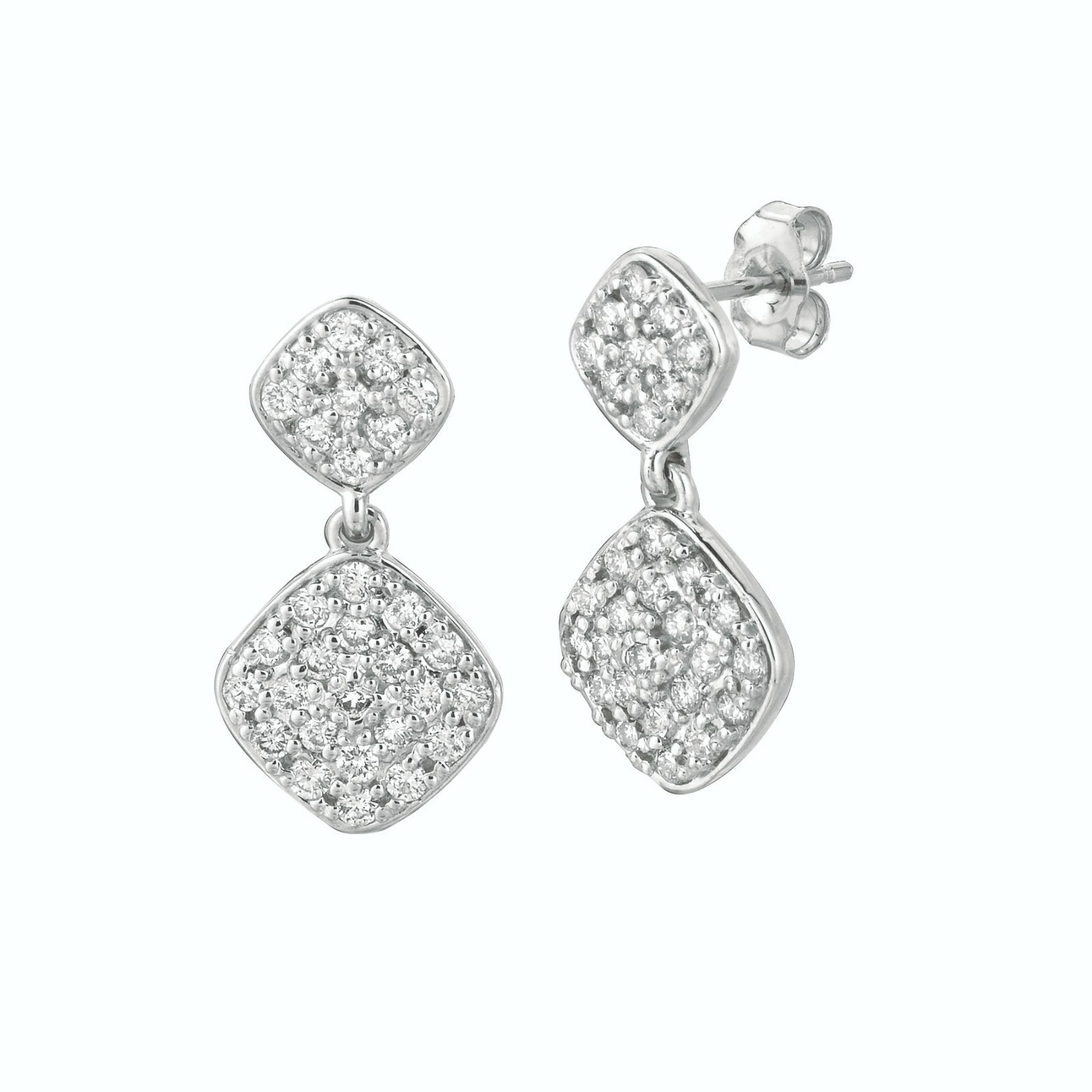 Pre-owned Morris 1.10 Ct Natural Diamond Square Drop Earrings Si 14k White Gold