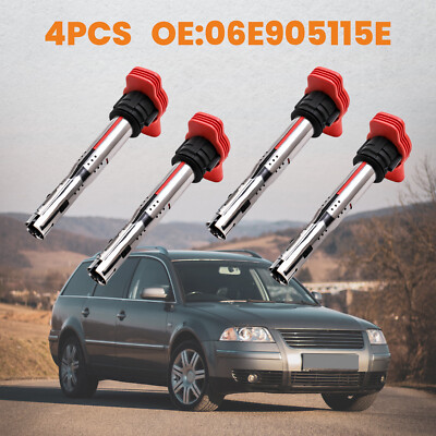 Set of 4 Ignition Coil Pack For Audi A4 A5 R8 & VW Golf GTI 2.0T FSI 06E905115E