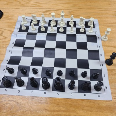 Tournament Chess Set Roll-Up Vinyl Board Travel 20  X 20  With Zipper Bag
