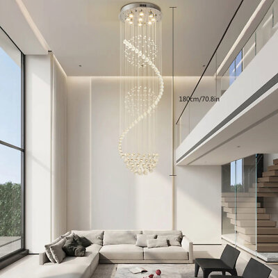 9-LED Light Luxury Crystal Spiral Rain Drop Modern Ceiling Pendant Lamp Fixture