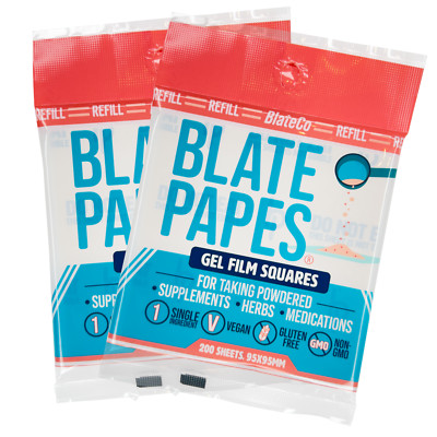Blate Papes Gel Film Squares Refill,  400 Count | Edible Film for Taking Powders