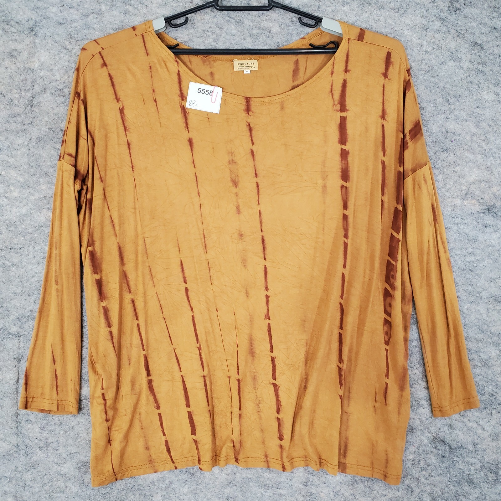 トップス bshop CORDERA Piko 1988 Top Womens Medium Bamboo Knit Brown Straight Hem 3