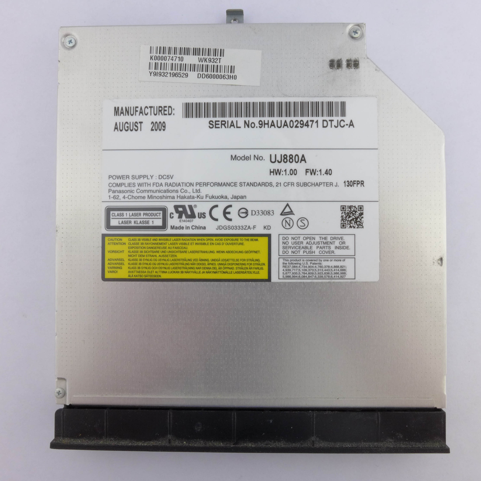 ORIGINAL Toshiba A500-12C UJ-880A DVD Laufwerk CD DVD ±RW Dual Layer Panasonic ✅