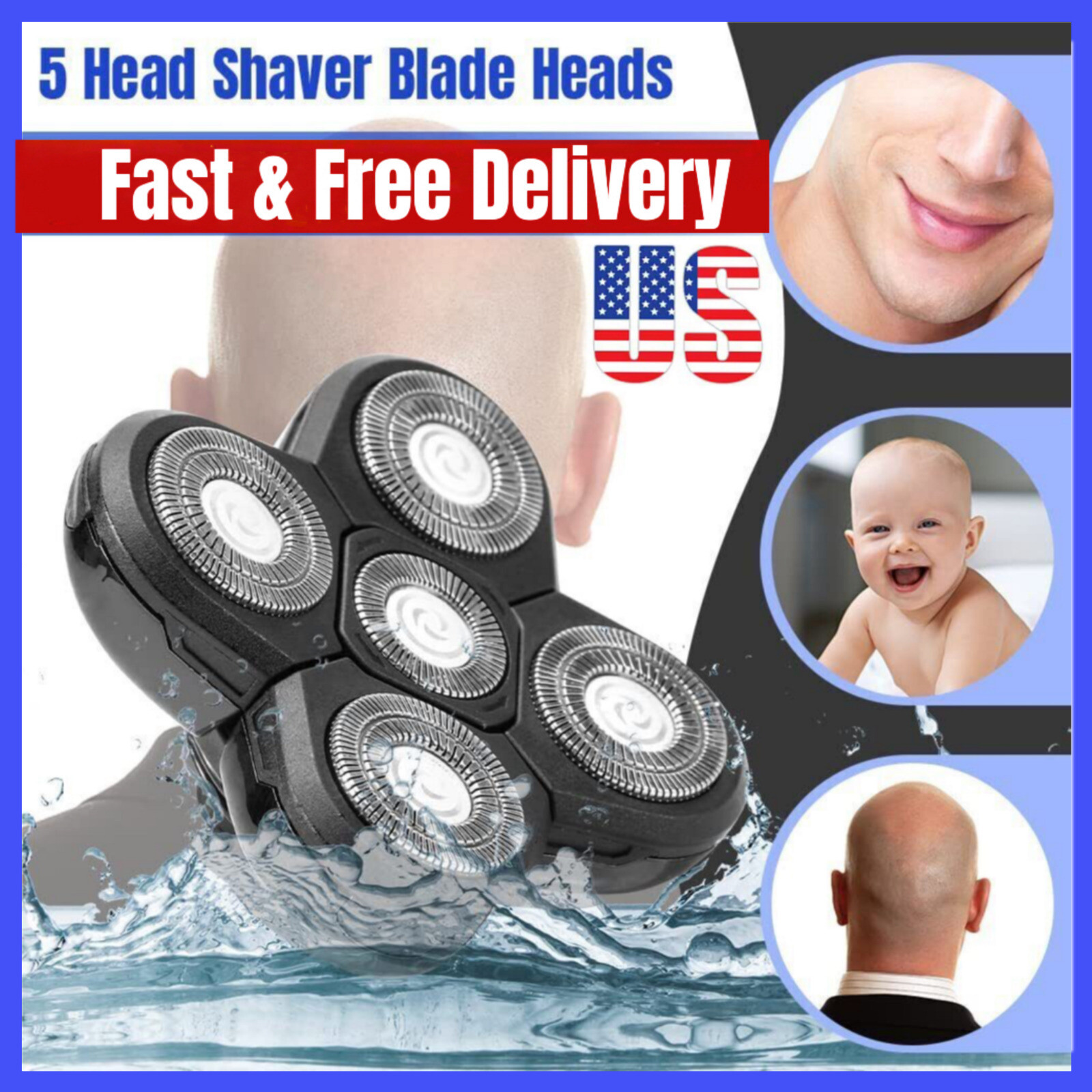 5-In-1 Rotary Electric Shaver Heads Blade  Rechargeable Hair