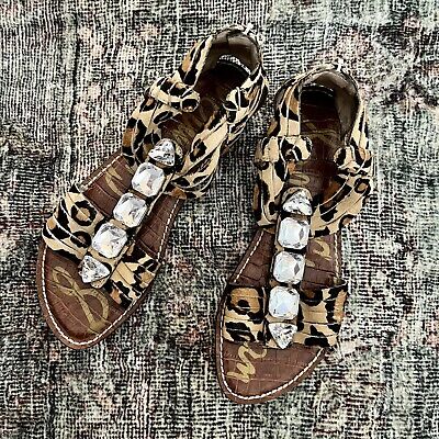 Women’s Sam Edelman Rhinestone Jeweled Leopard Sandals Sz 7.5