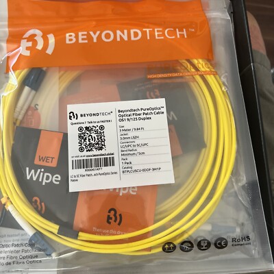 5 Beyondtech 3Meter 3.0mm LC/UPC to LC/UPC PureOptics Optical Fiber Patch Cable