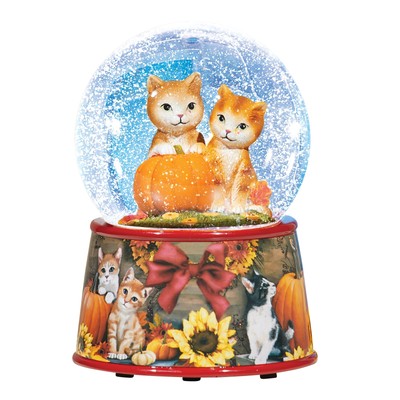 Hand-Painted Harvest Cat Water Globe Decoration