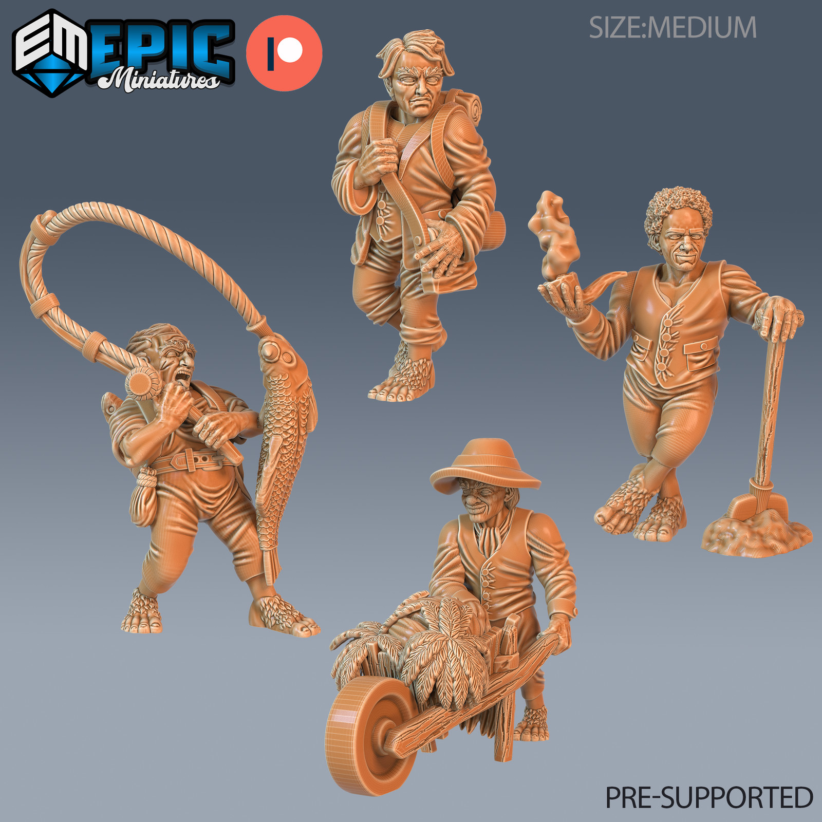 Halfling Villager, Dungeons and Dragons Miniature, D&D, Townsfolk Fantasy 28mm