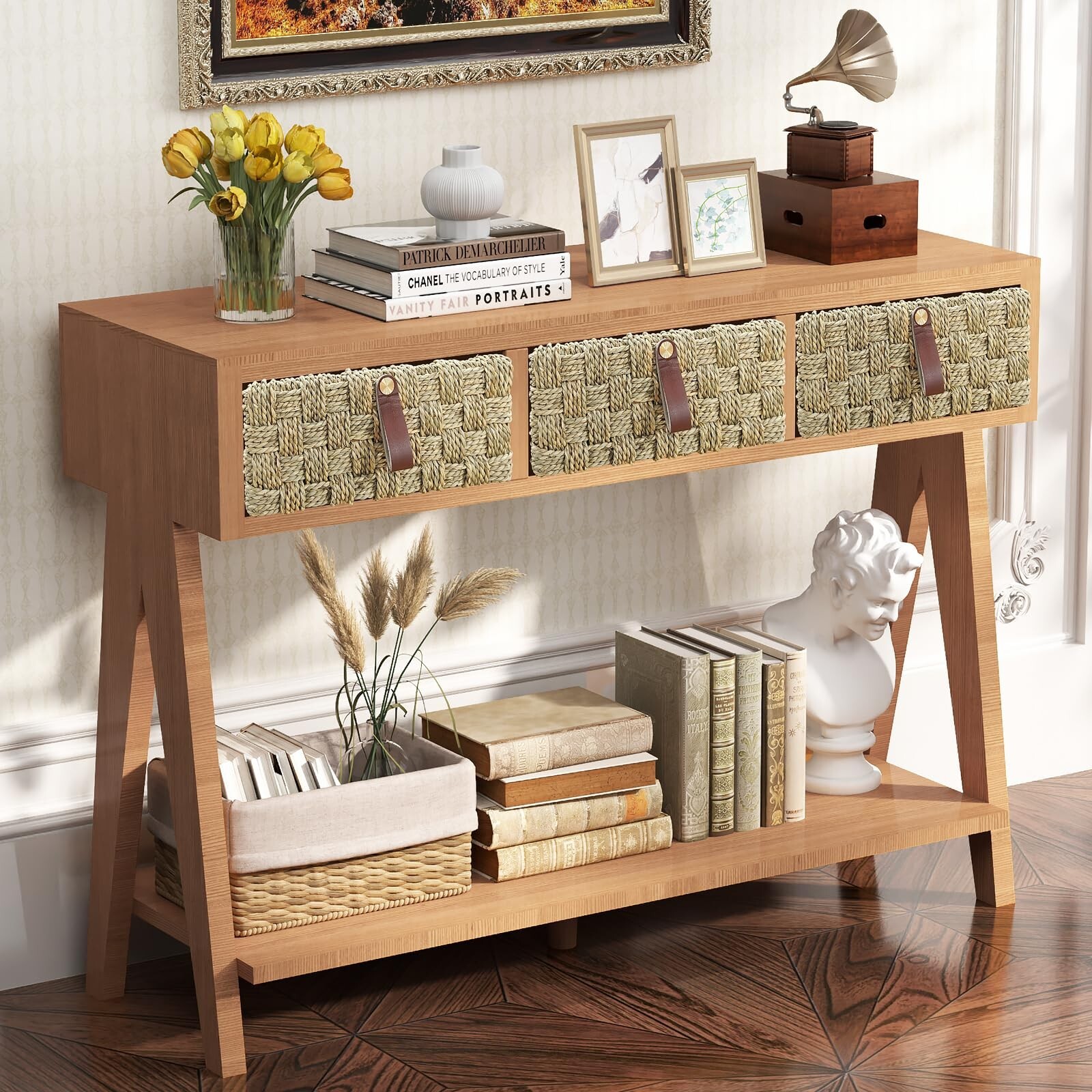 JOINICE MidCentury Modern Console 3 Drawers Sofa Table Behin