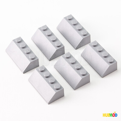 Lot of 6 LEGO 3037 Light Bluish Gray Roof Tile Slope 45 2X4 Bricks Blocks Parts