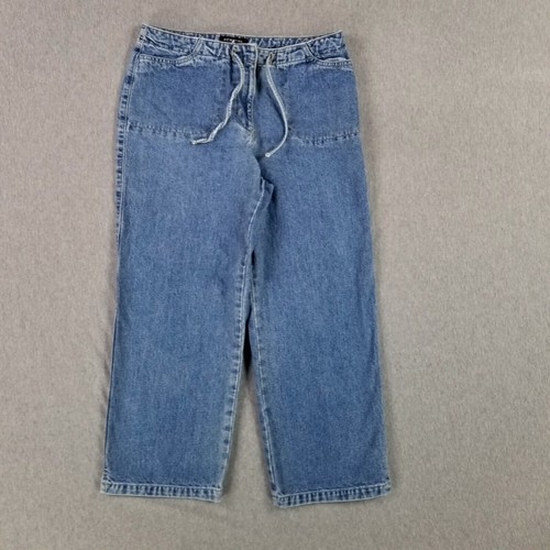 Vintage New York & Company Size 8 Capri Jeans Drawstring Retro Patina Stone Wash