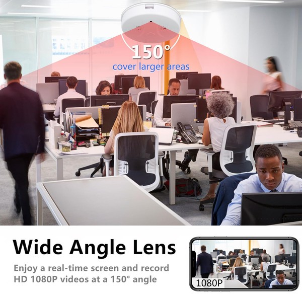 TANGMI Hidden Camera Smoke Detector 1080P HD Wireless WiFi Camera Video Small... - Image 6