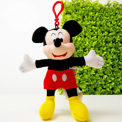 Disney Mickey Mouse Plush Clip Zipper Pull Dangler Keychain Authentic 6''