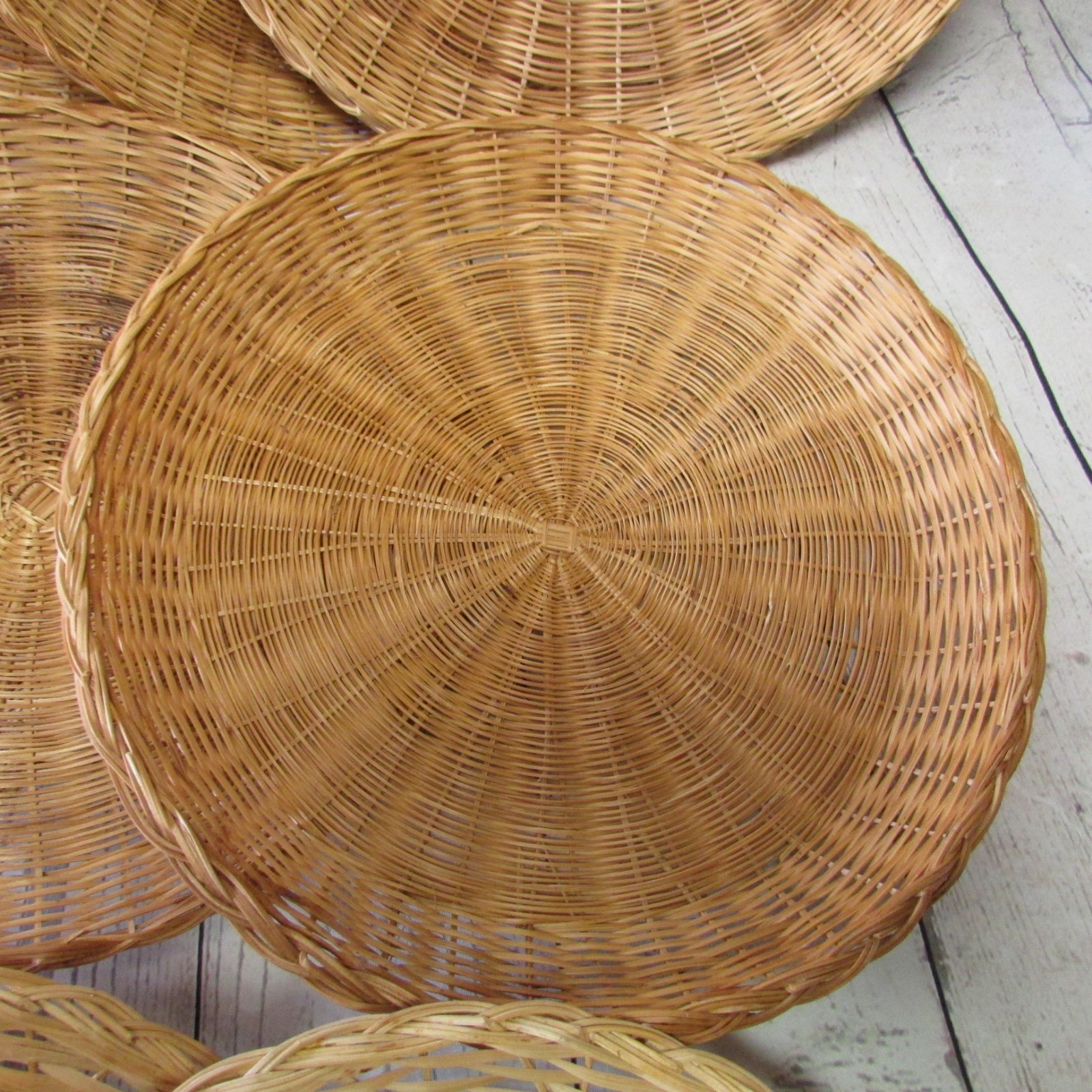 Paper Plate Holders Rattan Wicker Lot of 13 Camping Picnic BBQ Party Wall Decor