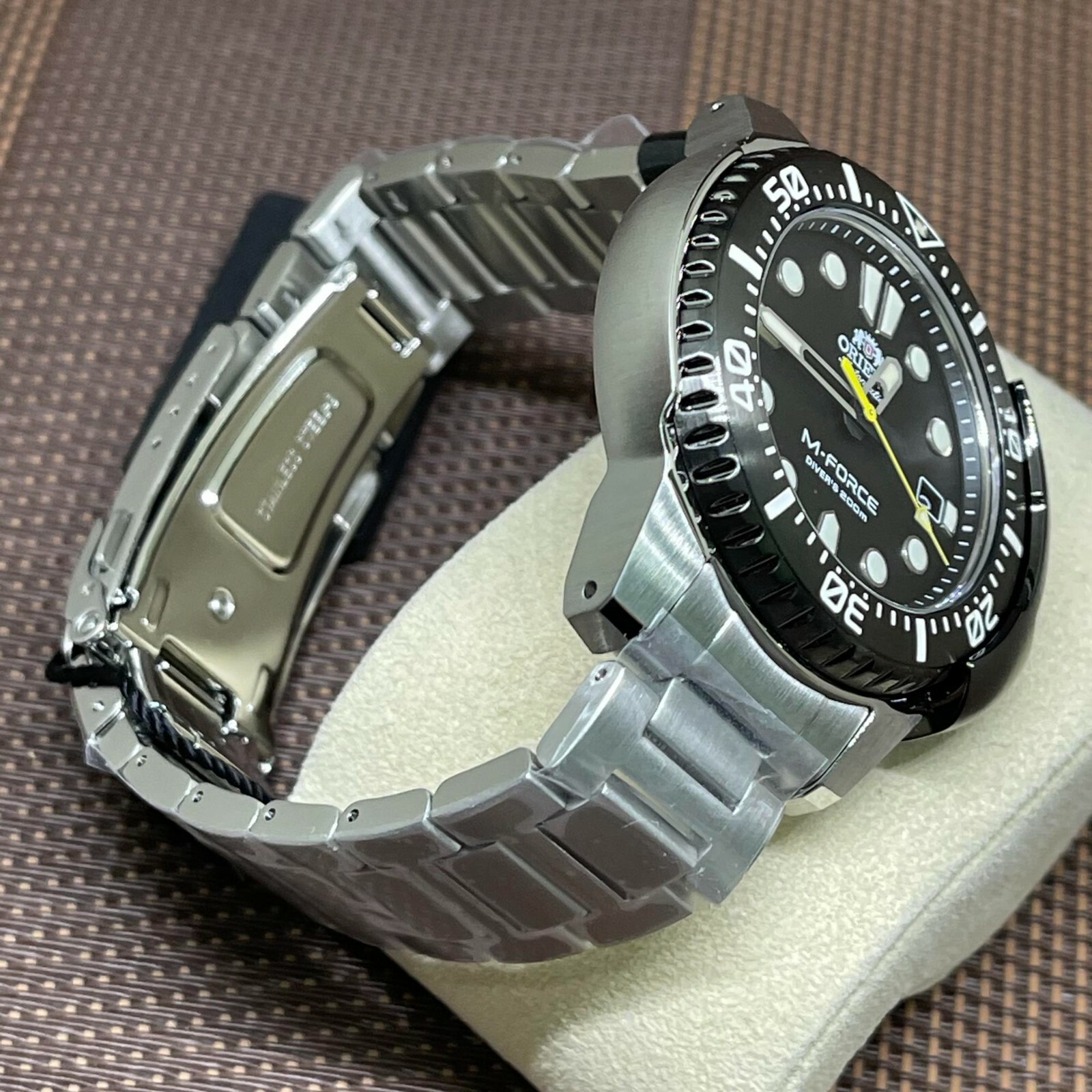 Pre-owned Orient M-force Ra-ac0l01b00b Automatic Black Diver's Rotating Bezel Watch Ac0l