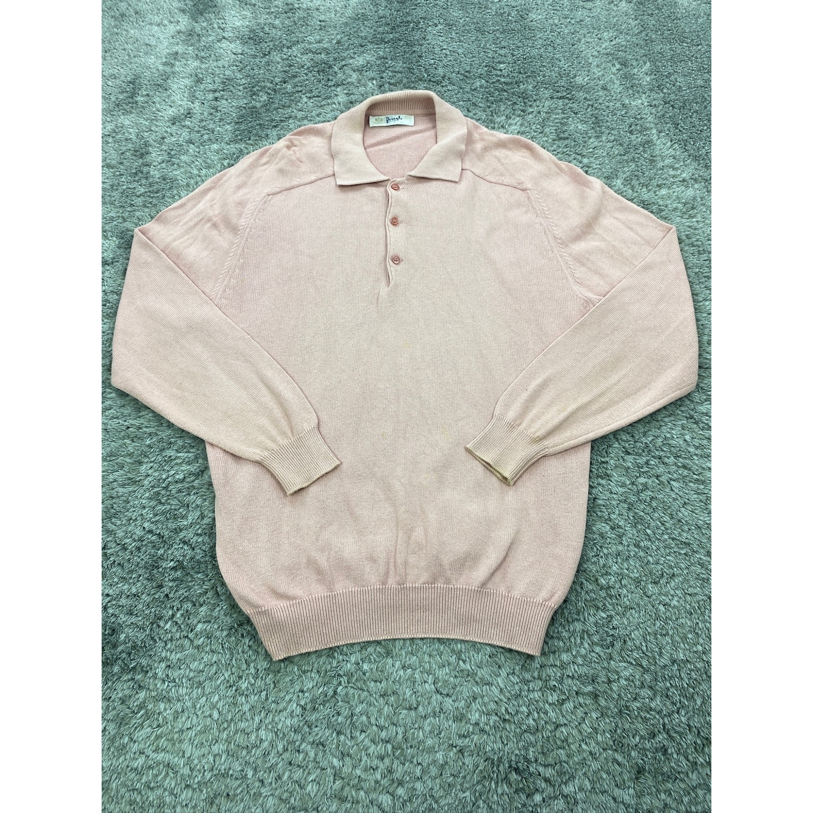 Vtg Pringle Sweater Womans 48/122 Pink Pure Cotton 80s Knit