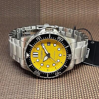 Pre-owned Citizen Nj0170-83z Yellow Dial Automatic Stainless Steel Analog Men Dress Watch