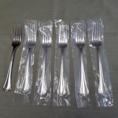 NEW! 6 Pc. Lenox ALCOTT Stainless Steel Flatware Dinner Forks Set of 6 NEW!
