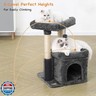 Innsfurr Small Cat Tree for Indoor Cats, Cat Tower with Scratching Posts for Multiple Cats, Plush Cozy Perch, Cat Massage Brush, Activity Hanging Pompoms, Dark Grey