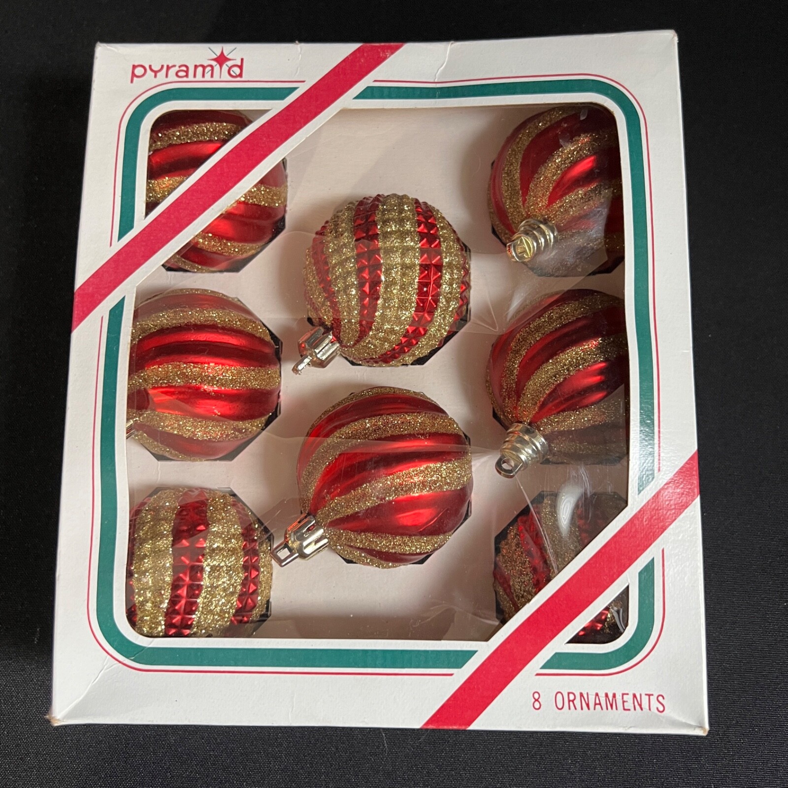 8 VTG Pyramid Tree Ornaments CHRISTMAS Glass Gold and Red | eBay