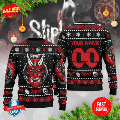Slipknot Rock Band Evil Mask Personalized Christmas Ugly Sweater