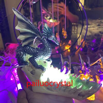 1pc Natural Fluorite Cluster Dragon's Tooth Ship Quartz Crystal Skull Reiki 8''